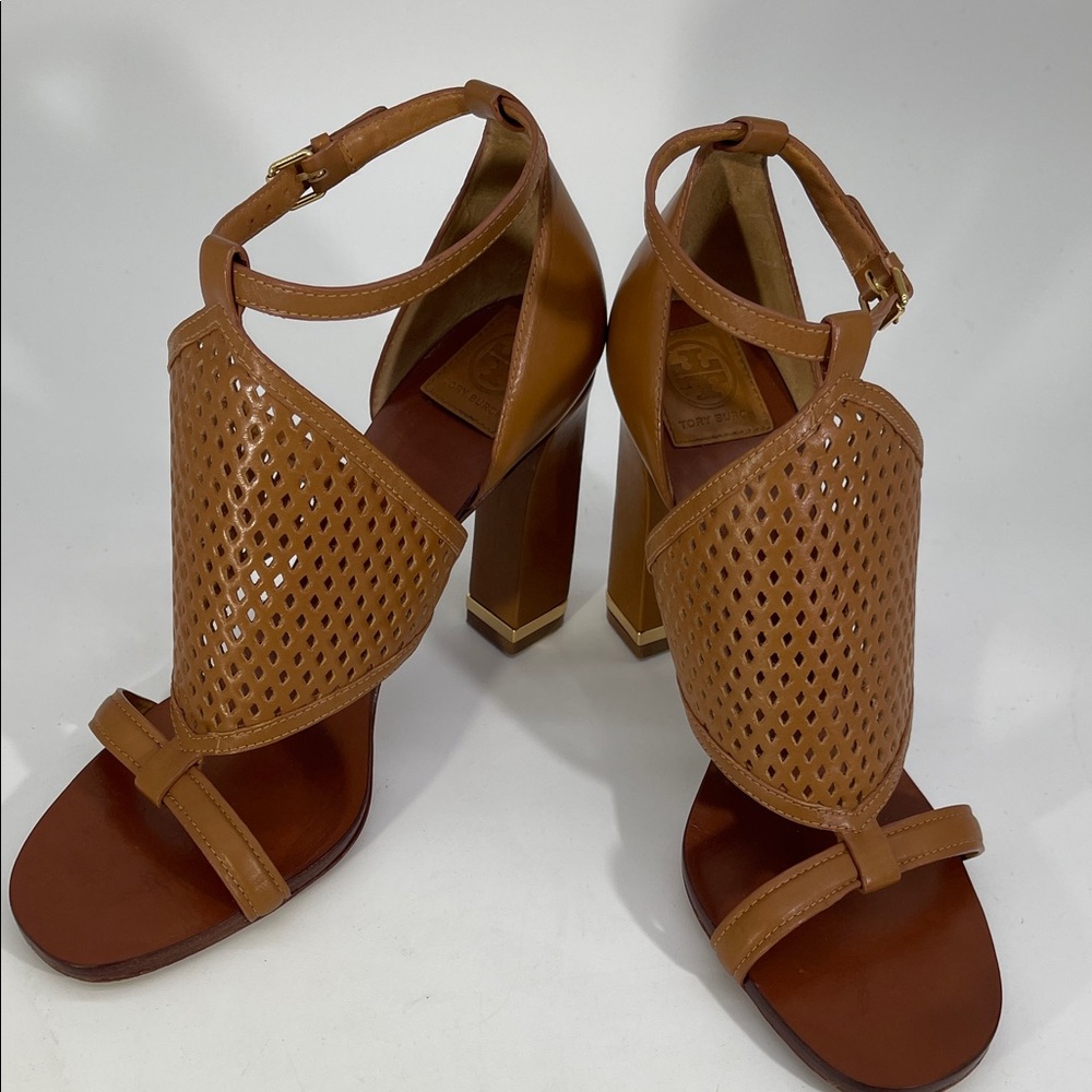 Tory Burch Doris Brown Leather Heels Women Size 10.5